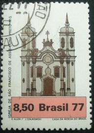 Selo postal do Brasil de 1977 Igreja São Francisco Assis - MG