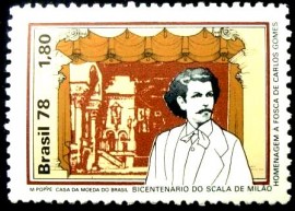 Selo postal do Brasil de 1978 Fosca de Carlos Gomes
