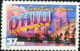 Selo postal dos Estados Unidos de 2002 Greetings from Ohio