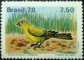 Selo postal do Brasil de 1978 Canário da Terra - C 1036 N