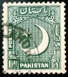 Selo postal do Paquistão de 1949 Crescent and Star 1½