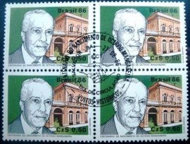 Quadra de selos postais do BRasil de 1986 Octávio Mangabeira