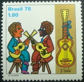 Selo postal do Brasil de 1978 Tocadores de Viola