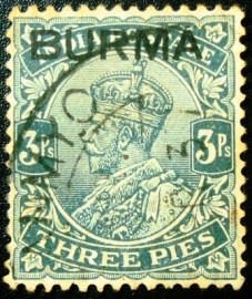Selo postal de Burma de 1937 King George V 3