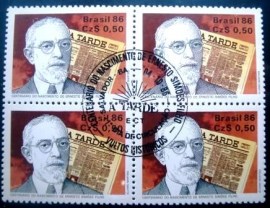 Quadra de selos postais do Brasilde 1986 Ernesto Simôes Filho - 1526 M1C