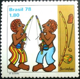 Selo postal do Brasil de 1978 Tocadores de Berimbau - C 1048 N