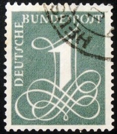 Selo postal da Alemanha de 1958 Number 1 in an ornament font
