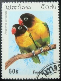 Selo postal da Libéria de 1997 Masked Lovebird