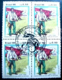 Quadra de selos postais do Brasil de 1986 Aviação - M1C