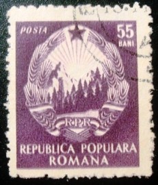 Selo postal da Romênia de 1952 Emblem of Republic 55