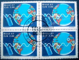 Quadra de selos postais do Brasil de 1987 Brasilsat