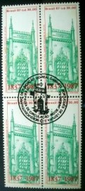 Quadra de selos postais do Brasil de 1987 Real Gabinete de Leitura