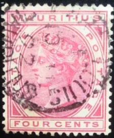 Selo postal das Ilhas Maurício de 1879 Queen Victoria 4