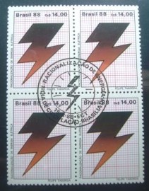 Quadra de selos postais do Brasil de 1988 Raio