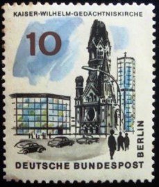 Selo postal da Alemanha Berlin de 1965 Kaiser Wilhelm Memorial Church