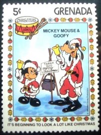 Selo postal de Granada de 1983 Mickey Mouse & Goofy