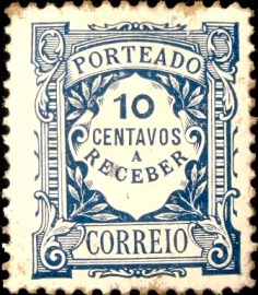 Selo postal de Portugal de 1915 Postage Due 10