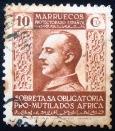 Selo postal do Marrocos de 1938 Pro mutilados de guerra 10