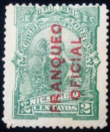 Selo postal da Nicarágua de 1891 Allegorical figure with cornucop