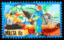 Selo postal de Malta de 1981 Fishing