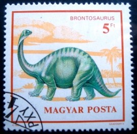 Selo postal da Hungria de 1990 Brontosaurus