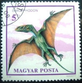 Selo postal da Hungria de 1990 Dimorphodon