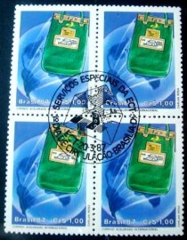 Quadra de selos postais do Brasil de 1987 Correio Internacional - M1C