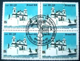 Quadra de selos postais do Brasil de 1988 Santuário de Bom Jesus