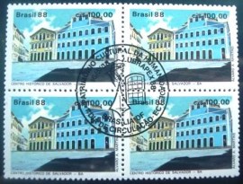 Quadra de selos postais do Brasil de 1988 Centro Histórico de Salvador