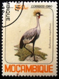 Selo postal de Moçambique de 1980 Grey Crowned Crane