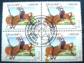 Quadra de selos postais do Brasil de 1988 ARBRAFEX 88