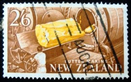 Selo postal da Nova Zelândia de 1960 Butter Making