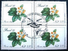 Quadra de selos postais do Brasil de 1989 Pavonia