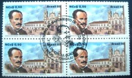 Quadra de selos postais do Brasil de 1989 Tobias Barretos de Menezes SE