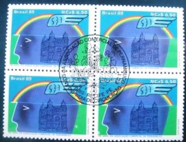 Quadra de selos postais do Brasil de 1989 Associação Comercial PE