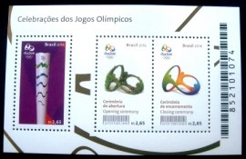 Bloco postal do Brasil de 2016 Celebrações dos Jogos Olímpicos