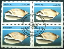 Quadra de selos postais do Brasil de 1989  Agaronia Travassosi