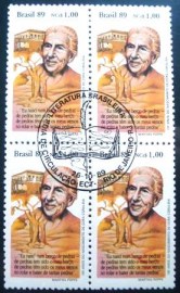 Quadra de selos postais do Brasil de 1989 Cora Coralina