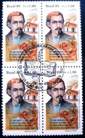 Quadra de selos postais do Brasil de 1989 Casemiro de Abreu