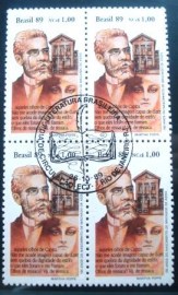 Quadra de selos postais do Brasil de 1989 Machado de Assis