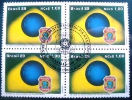 Quadra de selos postais do Brasil de 1989 Polícia Federal