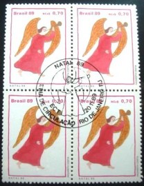 Quadra de selos do Brasil de 1989 Anjo