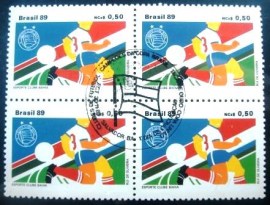 Quadra de selos postais do Brasil de 1989 E.C.Bahia