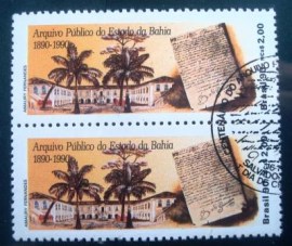 Par de selos postais do Brasil de 1990 Arquivo Público da Bahia