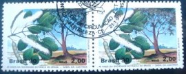 Par de selos postais do Brasil de 1990 Sabiá da Caatinga
