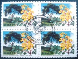 Quadra de selos postais do Brasil de 1990 Pau Brasil