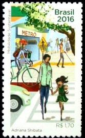 Selo postal do Brasil de 2016 Metrô