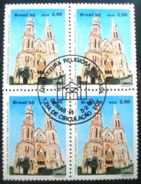 Quadra de selos postais de 1990 Catedral de São João Batista