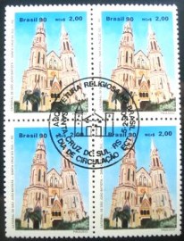 Quadra de selos postais do Brasil de 1990 Catedral de São João Batista