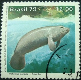 Selo postal do Brasil de 1979 Peixe-Boi - C 1092 U